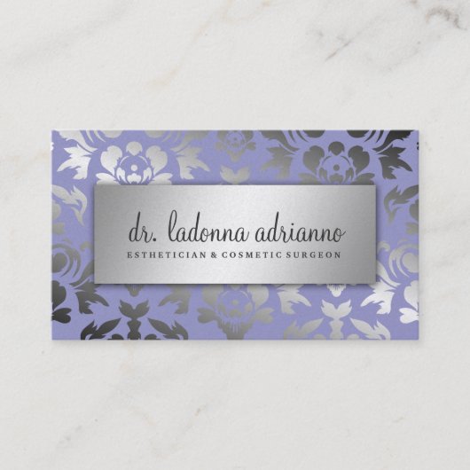 311 Ladonna Damask Silver Lavender Visitekaartje (Voorkant)