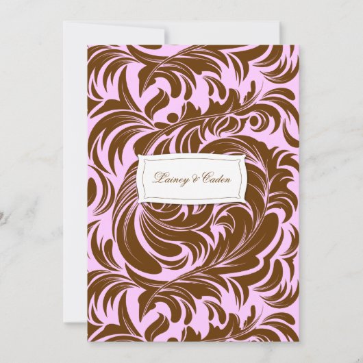 311-Lainey Pink & Chocolate Invitation Kaart (Voorkant)