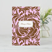 311-Lainey Pink & Chocolate Invitation Kaart (Staand voorkant)