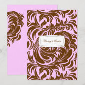 311-Lainey Pink & Chocolate Invitation Kaart (Voorkant / Achterkant)