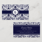 311 Lauren Damask Monogram Navy Visitekaartje (Voorkant / Achterkant)