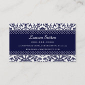 311 Lauren Damask Monogram Navy Visitekaartje (Achterkant)