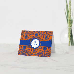 311-Lauren Damask    Royal Blue Bedankkaart