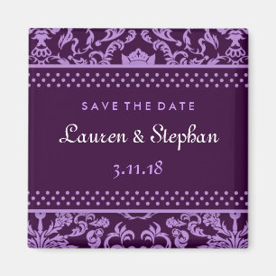 311-Lauren Damask Save the Date Paars Magneet