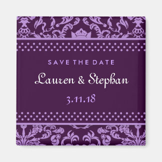 311-Lauren Damask Save the Date Paarse Magneet