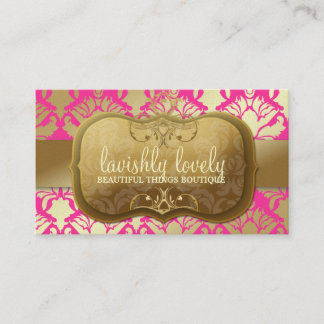 311 Lavish Golden Damask Shimmer Hot Pink Visitekaartje