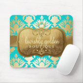 311 Lavish Golden Damask Shimmer Turquoise Muismat (Met muis)