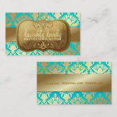 311 Lavish Golden Damask Shimmer Turquoise Visitekaartje (Voorkant / Achterkant)