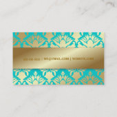 311 Lavish Golden Damask Shimmer Turquoise Visitekaartje (Achterkant)