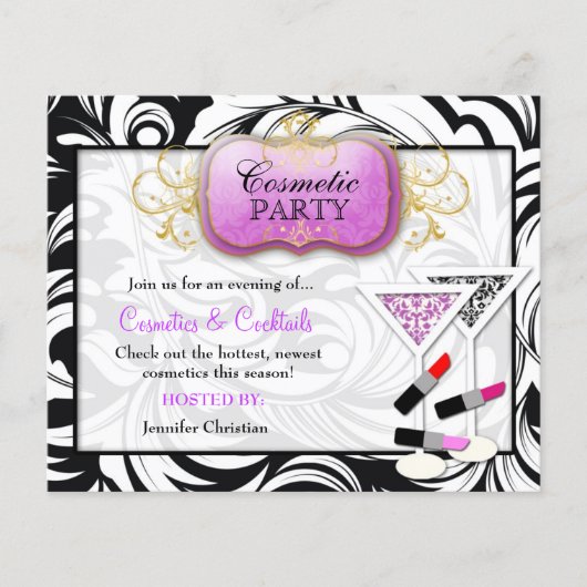 311-Lavish Paarse Bord Cosmetic Party Flyer (Voorkant)