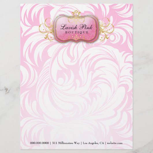 311-Lavish Pink - Letterhead | Roze achtergrond Custom Briefhoofd (Voorkant)
