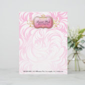 311-Lavish Pink - Letterhead | Roze achtergrond Custom Briefhoofd (Staand voorkant)