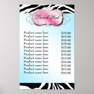 311 Lavish Pink Platter Zebra prijslijst Poster