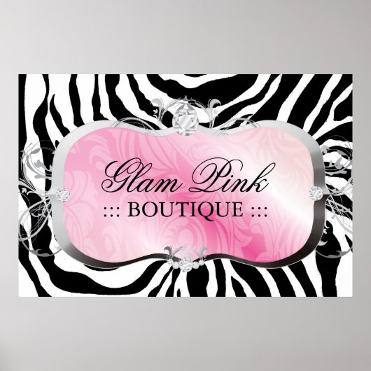 311 Lavish Pink Platter Zebra Silver Poster (Voorkant)
