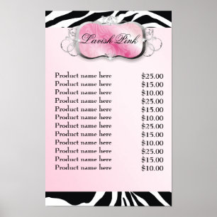 311-Lavish roze roze prijslijst voor Zebra Poster