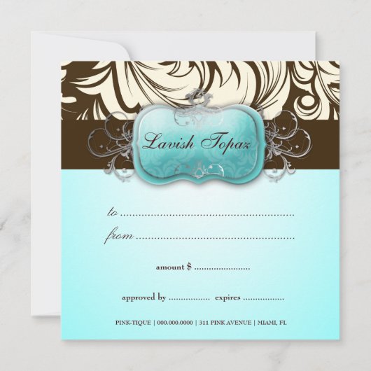 311 Lavish Topaz Brown Gift Certificate (Achterkant)