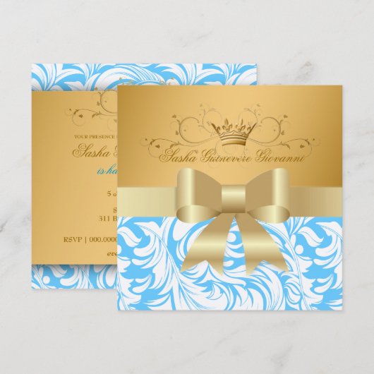 311-Lavishly Golden | Baby Boy Shower Kaart (Voorkant / Achterkant)