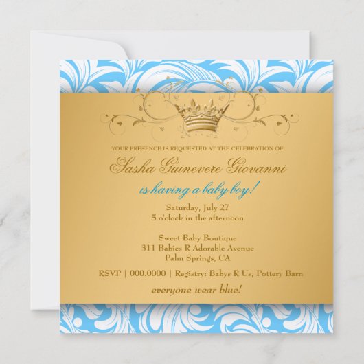 311-Lavishly Golden | Baby Boy Shower Kaart (Achterkant)