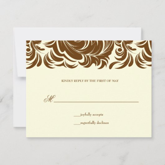 311-Lavishly Lainey Cream & Brown RSVP Kaartje (Voorkant)
