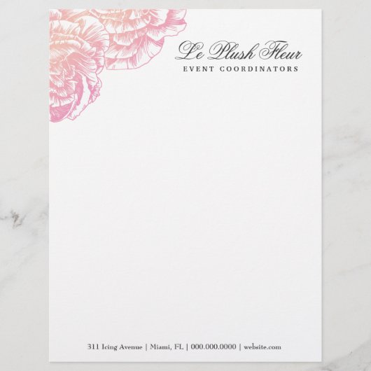 311-Le Plush Fleur - Creamy Pink Letterhead Briefhoofd Ontwerp (Voorkant)