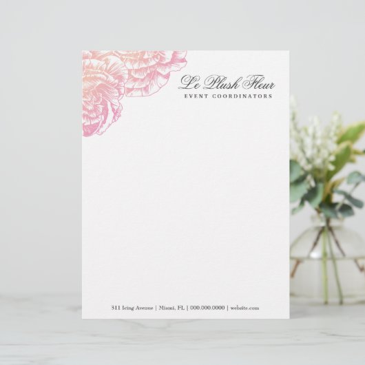 311-Le Plush Fleur - Creamy Pink Letterhead Briefhoofd Ontwerp (Staand voorkant)
