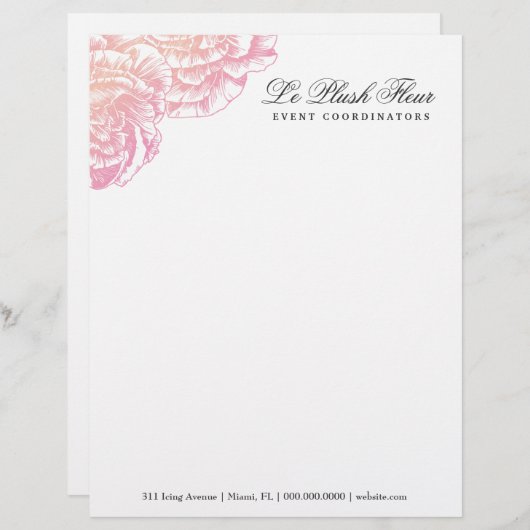 311-Le Plush Fleur - Creamy Pink Letterhead Briefhoofd Ontwerp (Voorkant / Achterkant)