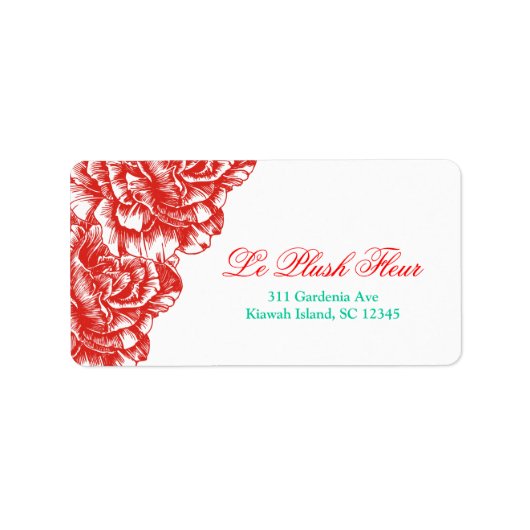 311-Le Plush Fleur - Rouge & Turquoise Etiket (Voorkant)