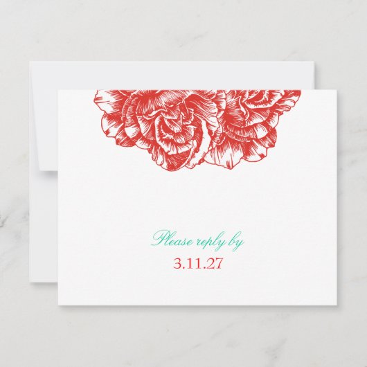 311-Le Plush Fleur - Rouge & Turquoise RSVP (Voorkant)