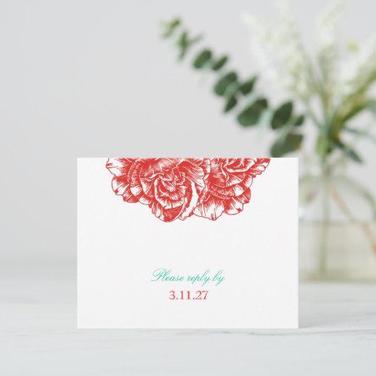 311-Le Plush Fleur - Rouge & Turquoise RSVP (Staand voorkant)