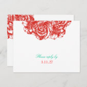 311-Le Plush Fleur - Rouge & Turquoise RSVP (Voorkant / Achterkant)