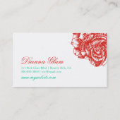 311 Le Plush Fleur Rouge & Turquoise Visitekaartje (Achterkant)