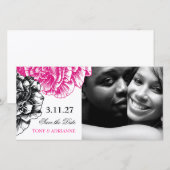 311-Le Plush Fleur - Roze & Zwarte Save the Date (Voorkant / Achterkant)
