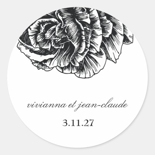 311-Le Plush Fleur - Zwarte en witte Stickers (Voorkant)