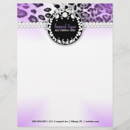 311 Leopard-Tique Paars Letterhead Persoonlijk Briefhoofd