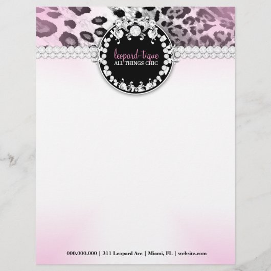 311 Leopard-Tique Pink Fade Letterhead Gepersonaliseerd Briefhoofd (Voorkant)