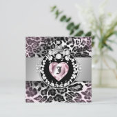 311-Leopard-Tique Queen of Hearts Sweet 16 Kaart (Staand voorkant)