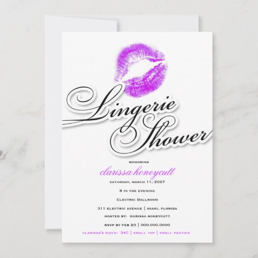 311-Lingerie Douche - Paarse Kussen Kaart (Voorkant)