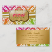 311-Lively Lavish Damask Monogram Visitekaartje (Voorkant / Achterkant)
