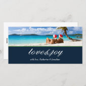 311-Love & Joy Custom Photo Navy Blauw Feestdagenkaart (Voorkant / Achterkant)