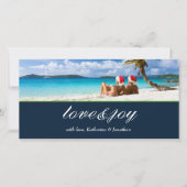 311-Love & Joy Custom Photo Navy Blauw Feestdagenkaart (Voorkant)