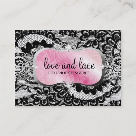 311 Love Lace Pink Platter Metallic Paper Visitekaartje (Voorkant)