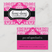 311 Lovey Dovey Damask Afspraakkaart Hot Pink Afsprakenkaartje (Voorkant / Achterkant)