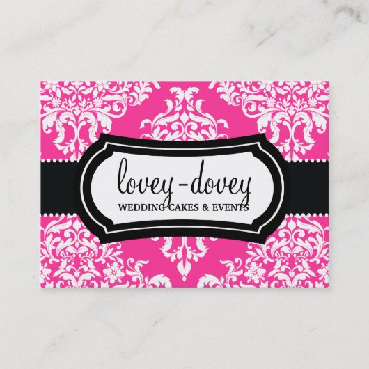 311 Lovey Dovey Damask Afspraakkaart Hot Pink Afsprakenkaartje (Voorkant)