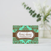 311 Lovey Dovey Damask Appointment Card Mint Choco Afsprakenkaartje (Staand voorkant)