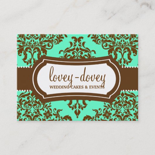311 Lovey Dovey Damask Appointment Card Mint Choco Afsprakenkaartje (Voorkant)