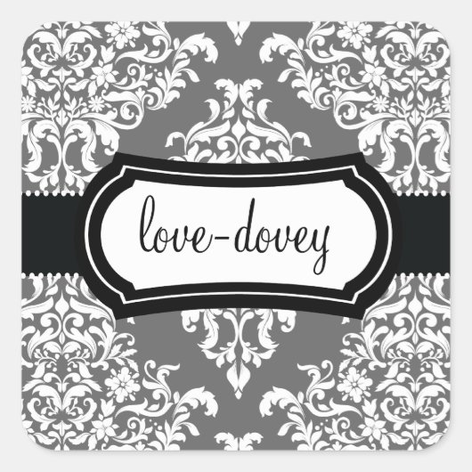 311 Lovey Dovey Damask Sticker grijs (Voorkant)