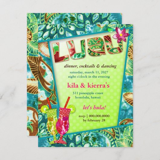 311 Luau-uitnodiging Kaart (Voorkant / Achterkant)