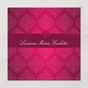 311 Luciana Hot Pink Fade Damask Uitnodiging