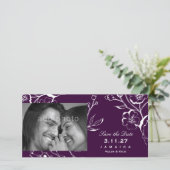 311-Lush Aubergine Paarse Save the Date (Staand voorkant)