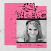 311-Lush roze Sweet 16 of Afstuderen Kaart (Voorkant / Achterkant)